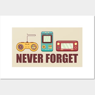 Never Forget Classic Gaming Mens Retro Gamer Old School Video Games Funny Posters and Art